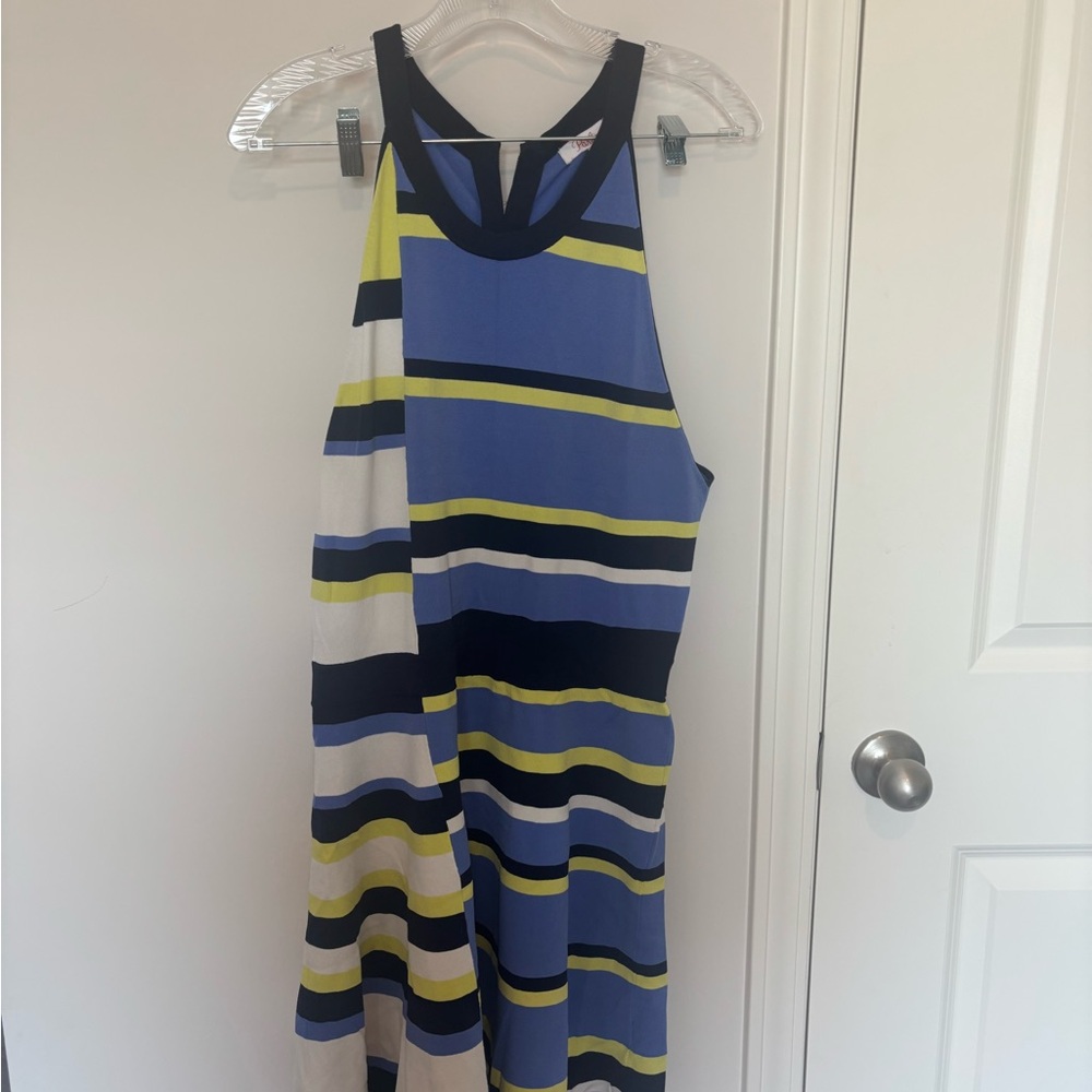 Parker Colorblock Halter Dress in Blue, Navy & Yellow